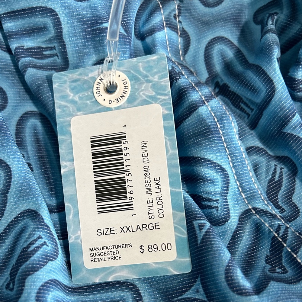 NWT Johnnie O Devin Swim Short Blue with Johnnie O Logo Print L and XXL - Picture 6 of 9